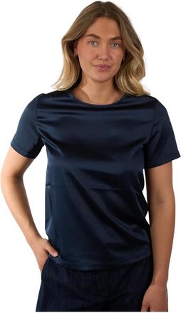 Max Mara Tops, Dames, Blauw, XL, Satijn, Satijnen T-shirt