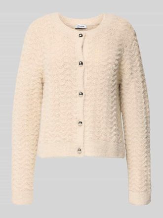 More & More More & More Strickjacke mit Rundhalsausschnitt und Knopfleiste in Offwhite, Gr&ouml;&szlig;e 40