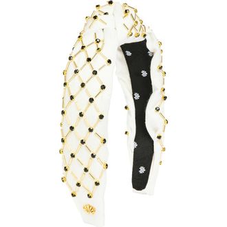 Lele Sadoughi Knotted Lattice Headband in Ivory Gold at Nordstrom