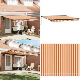 vidaXL Tenda Sole Retrattile Gialla e Bianca 4x3 m Tessuto e Alluminio - Tenda da patio - Tenda da sole motorizzata