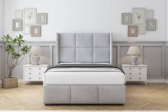 Sloomy Beaumont Naples Divan Set No Drawers-54 Wingback-Footboard in Silver | Size: Single