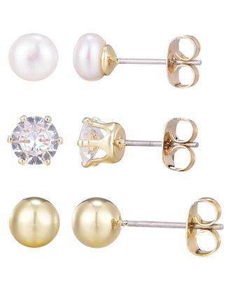 Adornia Adornia 14K Plated 5Mm Pearl Stud Earring Set