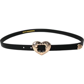 Petit Moments Lover Heart Buckle Belt in Black/Gold at Nordstrom, Size Medium