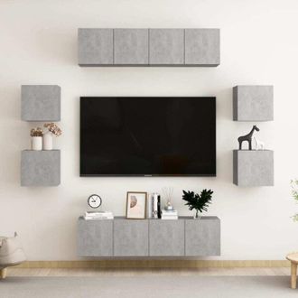 vidaXL 8 Piece TV Cabinet Set Concrete Grey Engineered Wood vidaXL