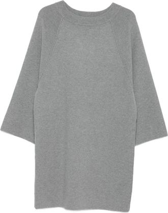 Max Mara Kleedjes, Dames, Grijs, XS, Wol, Grijze Gebreide Jurk met Ronde Hals