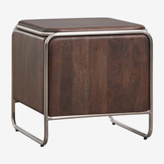 Sklum Pack De 2 Mesitas De Noche 45x45 Cm En Madera De Acacia Y Acero Inoxidable Altrex Sklum