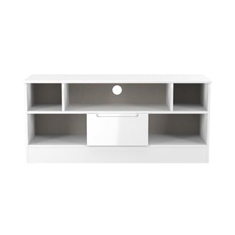 Lewis's Milan 1 Drawer TV & Media Unit in White Gloss & White Matt - Ready Assembled - Lewiss Home | TJ Hughes