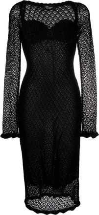 Blumarine floral-appliqué knitted top - women - Viscose/Cotton - M - Black