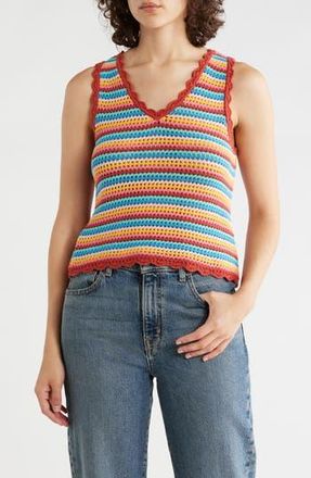 Tori Richard Gianna Rainbow Crochet Tank in Multi at Nordstrom Rack, Size Xx-Small