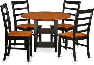 East West Furniture Dining Room Set Black & Cherry, SUPF5-BCH-W