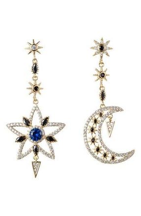 Eye Candy Los Angeles CZ Sun & Moon Drop Earrings in Multi Color at Nordstrom Rack