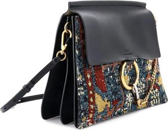 Chlo&eacute; Faye Leather and Tapestry Medium shoulder bag - Black
