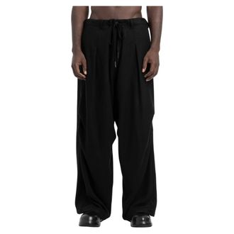 Andrea Ya'aqov Broeken, Heren, Zwart, M, Wol, Gedrapeerde wijde broek van wolmix