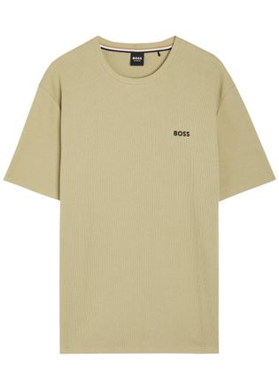 BOSS Boss Logo-embroidered Waffle T-shirt - Green - XL
