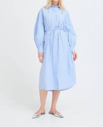 b.young Sierra Striped Shirt Dress In Blue