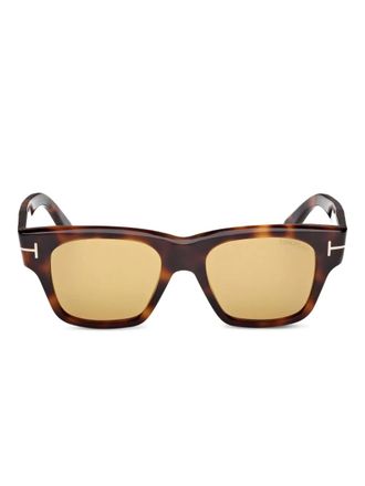 Tom Ford Eyewear Zonnebril met schilpadschild-design met vierkant montuur - Bruin