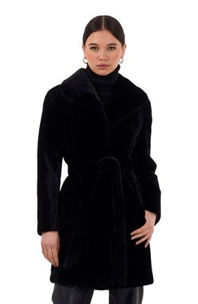 Gorski Genuine Shearling Stroller, Reversible To Taffeta, Belt in Black/black at Nordstrom, Size Medium