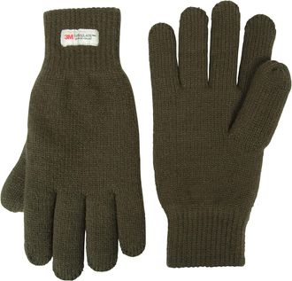 Mountain Warehouse Thinsulate Mens Knitted Gloves - Knitted Effect Ski Gloves, Double Lined - For Skiing, Snowboadring & Outdoors Khaki (Plain) One Size