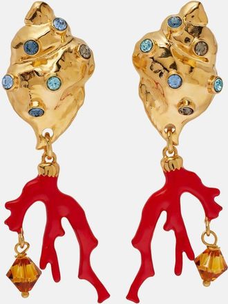 Oscar De La Renta Crystal-embellished clip-on earrings