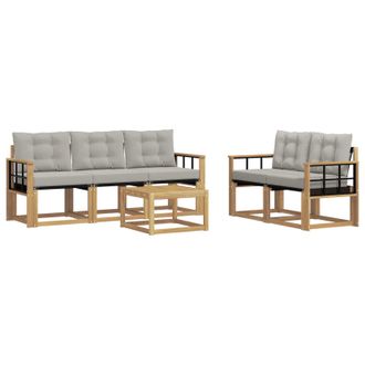 vidaXL Conjunto De Sof&aacute;s De Exterior 6 Pcs Blanco Y Gris Claro Vidaxl