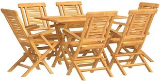 vidaXL 7 Piece Garden Dining Set Solid Wood Teak vidaXL