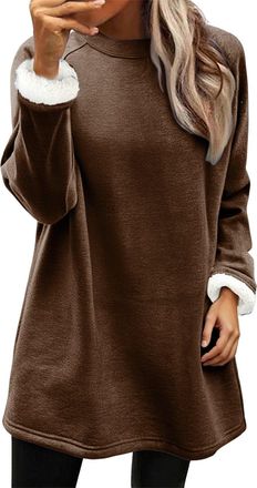 Generic Sweatshirts for Women UK Womens Fleece Sherpa Lined Pullover Winter Warm Soft Sweatshirt Solid Casual Loungewear Tunic Tops