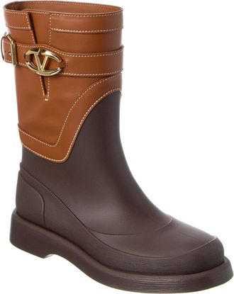 Valentino VLogo Rubber & Leather Rain Boot