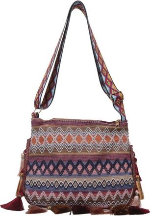Generic Ethnic Style Crossbody Bags, Tassel Colorful Handbag, Large Capacity Bohemian Shoulder Bag, Portable Messenger Bag for Women Outdoor(Coffee)