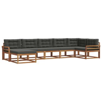 vidaXL Conjunto De Sof&aacute;s De Exterior 7 Pcs Natural Y Antracita Vidaxl