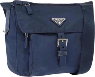 Prada Pre-owned Cross Body Bags, female, Blue, Size: ONE SIZE Pre-owned Vintage Nylon Cross Body Bag