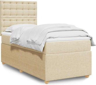vidaXL Cama Box Spring Con Colch&oacute;n Tela Color Crema 80x200 Cm Vidaxl