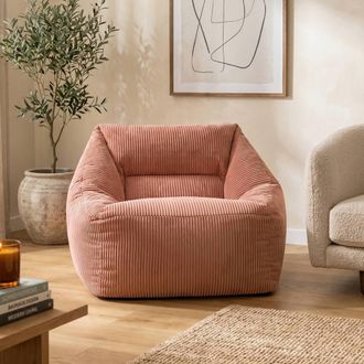 Icon Brand Natalia Jumbo Corduroy Bean Bag Armchair in Dusty Pink | Size: Medium