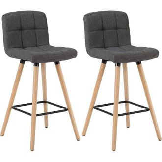 Woltu Sgabelli bar, Set di 2 Sgabelli da Bar in Tessuto di Lino Sgabelli Cucina Moderni Sgabelli Alti con Gambe di Legno Sedie da Bar per Cucina