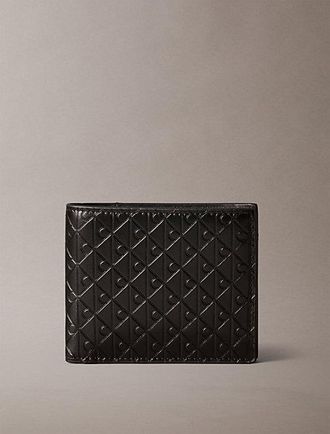 Calvin Klein Embossed Allover Monogram Bifold Wallet with Coin Pouch