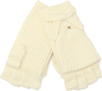 Kate Spade New York knit bow pop-top mittens in Cream at Nordstrom