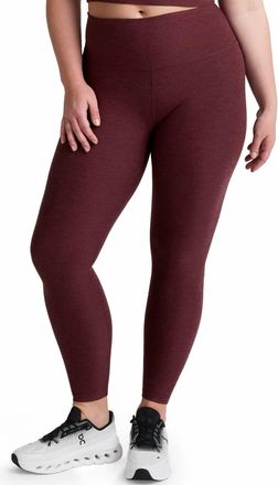 Beyond Yoga Spacedye Caught In The Midi High Waisted Leggings In Midnight Burgundy