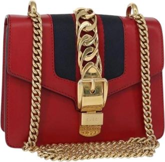 Gucci Pre-owned Vintage Cross Body Bag - Dames - Vintage Schoudertas - Rood - ONE Size - Leer - Vintage