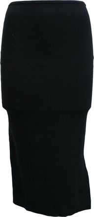 Joseph Knitted Midi Fitted Skirt with Slit in Black Polyester