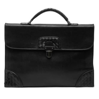 Bottega Veneta Pre-owned Bottega Veneta Intrecciato Trimmed Leather Business Bag Unisex BSVCFBOF3NFC86YZ