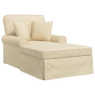 vidaXL Chaise Lounge Con Falda Con Coj&iacute;n Con Almohada 3 Pcs Crema Tela Vidaxl