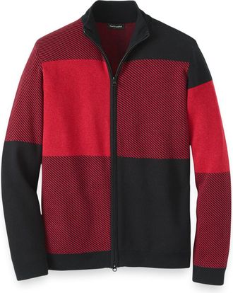 Paul Fredrick Cotton Full Zip Mock Neck Sweater