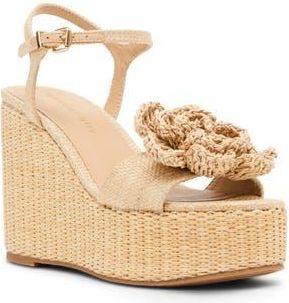 Madden Girl Sasssy Platform Wedge Sandal in Natural Raffia at Nordstrom Rack, Size 7.5