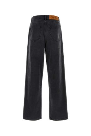 S&eacute;fr Mens Black Denim Jeans Creasedblack Exterior: Cotton
