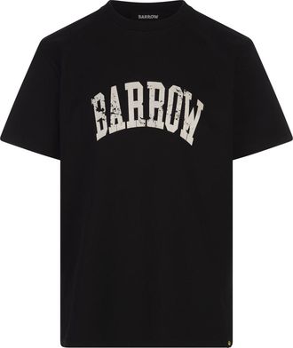 Barrow Black T-shirt With Lettering And Graphic Print With Smile