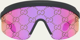 Gucci Multi-Color GG Lattice Acetate Shield Sunglasses