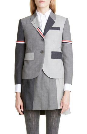 Thom Browne Armband Colorblock Wool Sport Coat in Dark Grey at Nordstrom, Size 0 Us