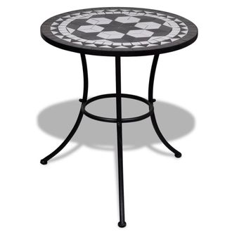 Berkfield Home Bistro Table Black & White 60 cm Mosaic