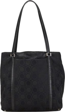 Ferragamo Nylon Leather Handbag Tote Bag (Pre-Owned)
