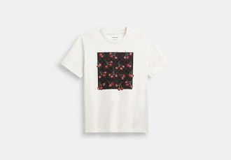 Coach Womens Cherry Signature Classic T-Shirt in White, Size X-Small | Organic Cotton