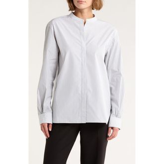 Theory Stripe Long Sleeve Button-Up Shirt in Grey Multi at Nordstrom Rack, Size Large